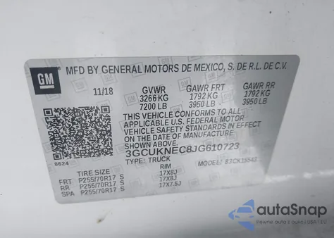 2018 Chevrolet Silverado 1500 Wt from USA, damaged, VIN 3GCUKNEC8JG610723